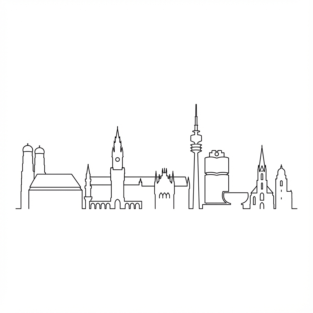 Münchener Skyline als Umrissbild darstellen