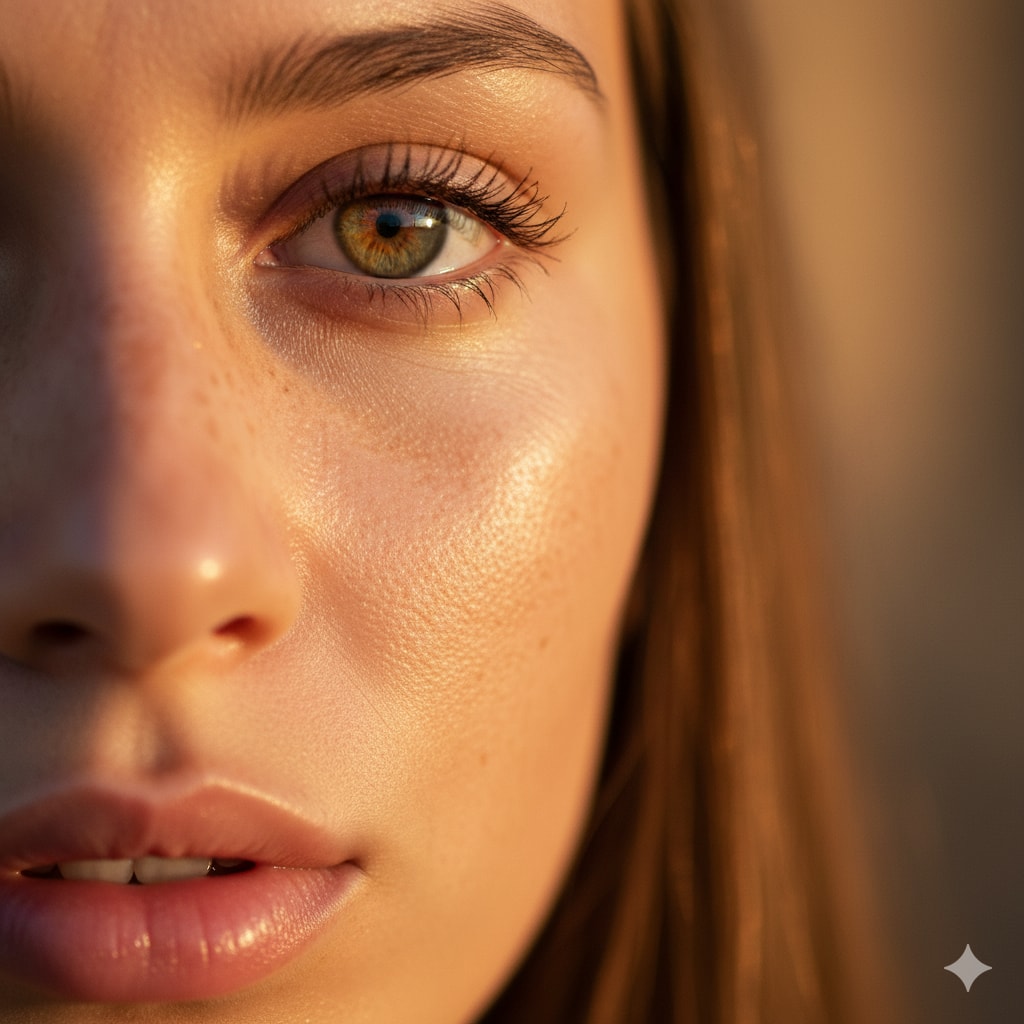 Extreme Close-up Macro Photography of a Young Woman's Face