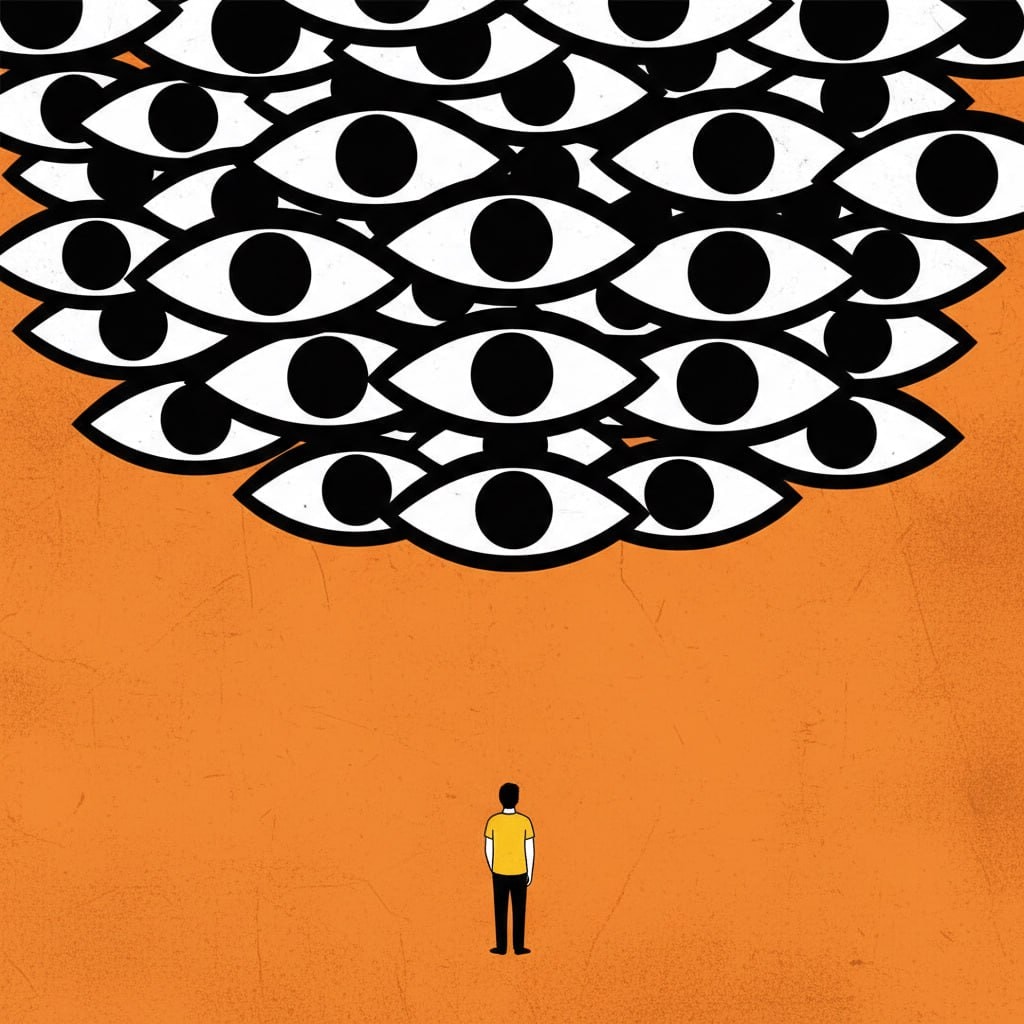 Minimalist Surveillance Illustration Prompt