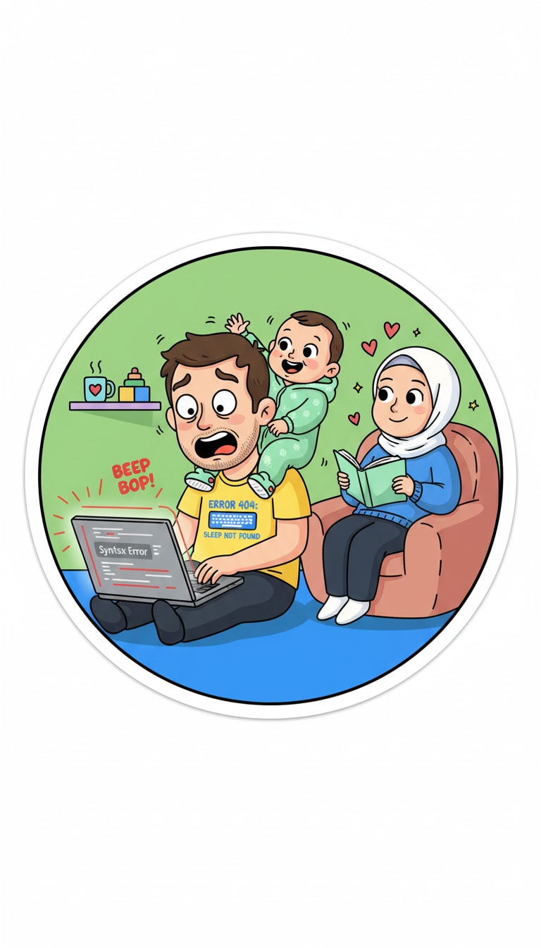 Cute Family Cartoon Sticker Design